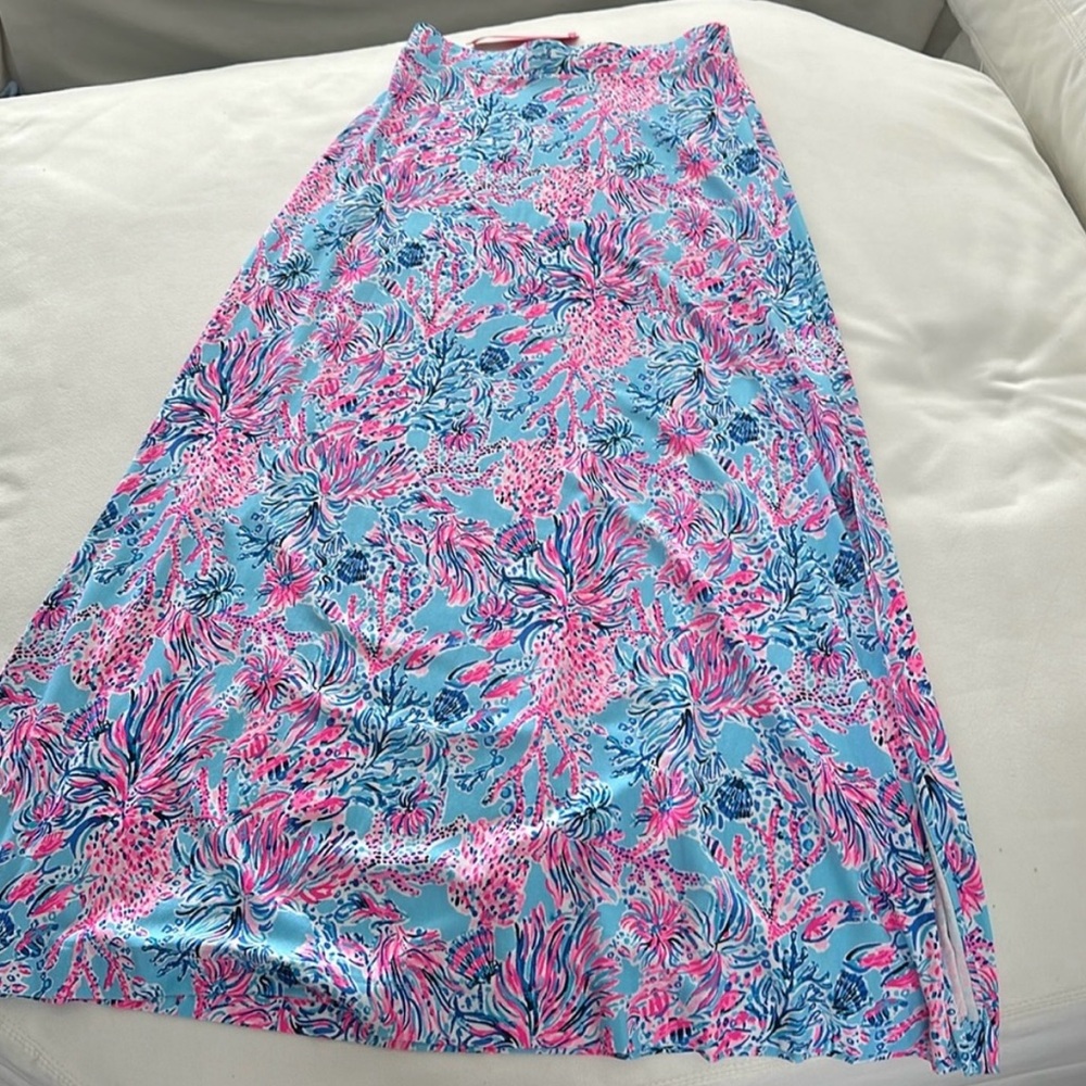 NWT Lilly Pulitzer Adea Maxi Skirt Celestial Blue Seek and Sea Size Small